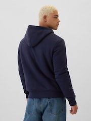 Bleumarin albastru - Hanorac cu fermoar întreg căptușit cu logo sherpa Gap d - Image 2 of 5