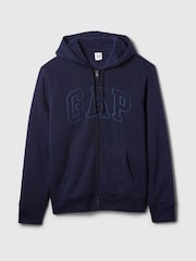 Bleumarin albastru - Hanorac cu fermoar întreg căptușit cu logo sherpa Gap d - Image 5 of 5