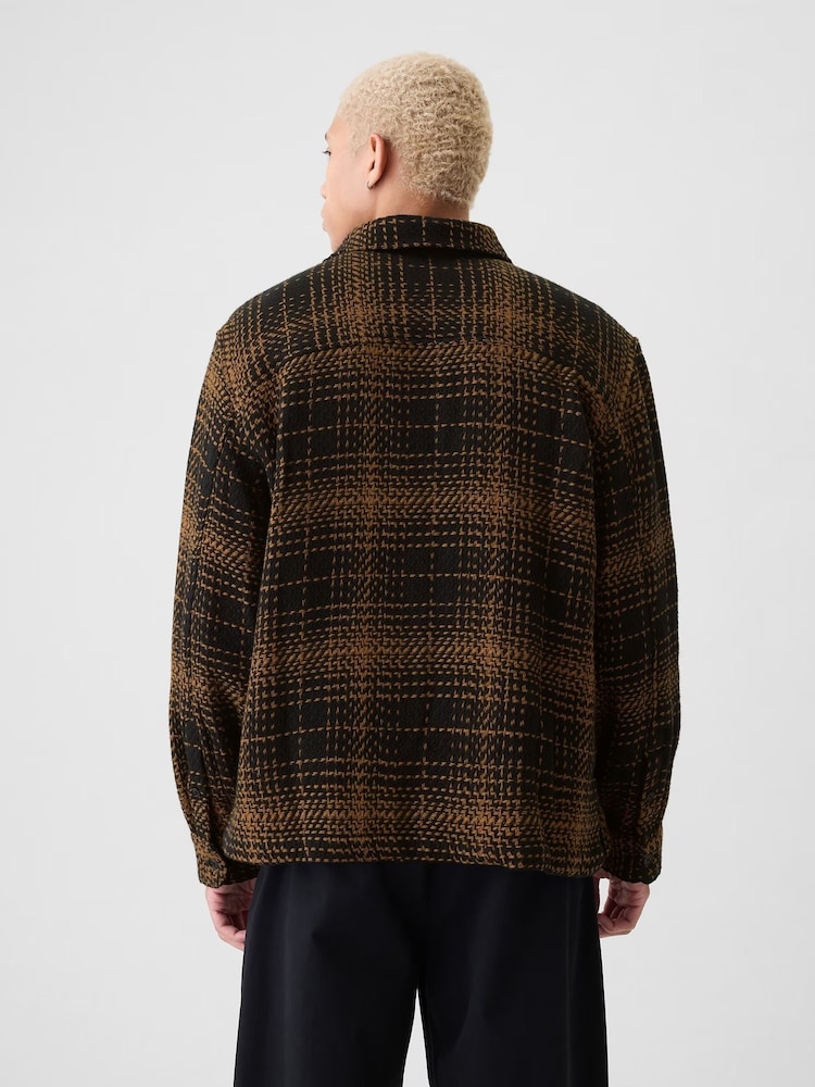 Gap Brown Relaxed Textured Twill Shirt - Image 2 of 5