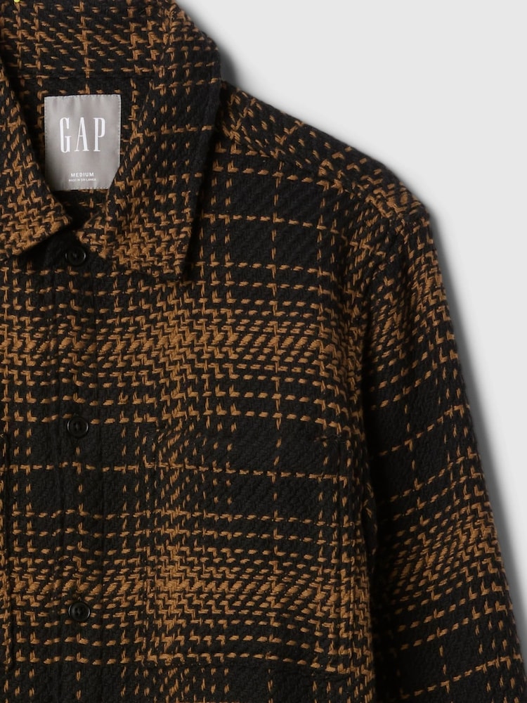 Gap Brown Relaxed Textured Twill Shirt - Image 5 of 5