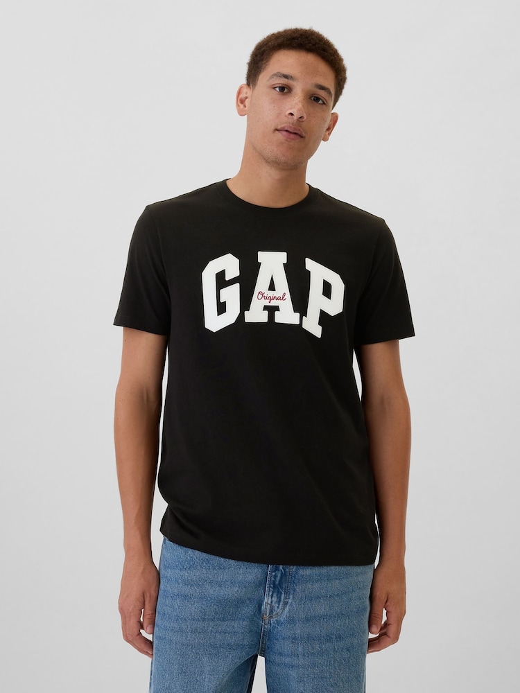 Zwart - Gap - Everyday Original Logo 100% Katoenen T-shirt met ronde hals en korte mouwen - Image 1 of 5