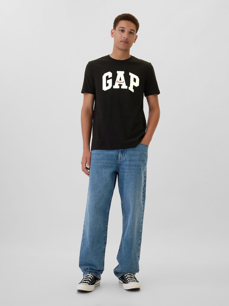 Zwart - Gap - Everyday Original Logo 100% Katoenen T-shirt met ronde hals en korte mouwen - Image 3 of 5