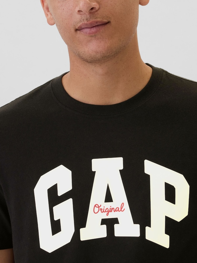 Zwart - Gap - Everyday Original Logo 100% Katoenen T-shirt met ronde hals en korte mouwen - Image 4 of 5