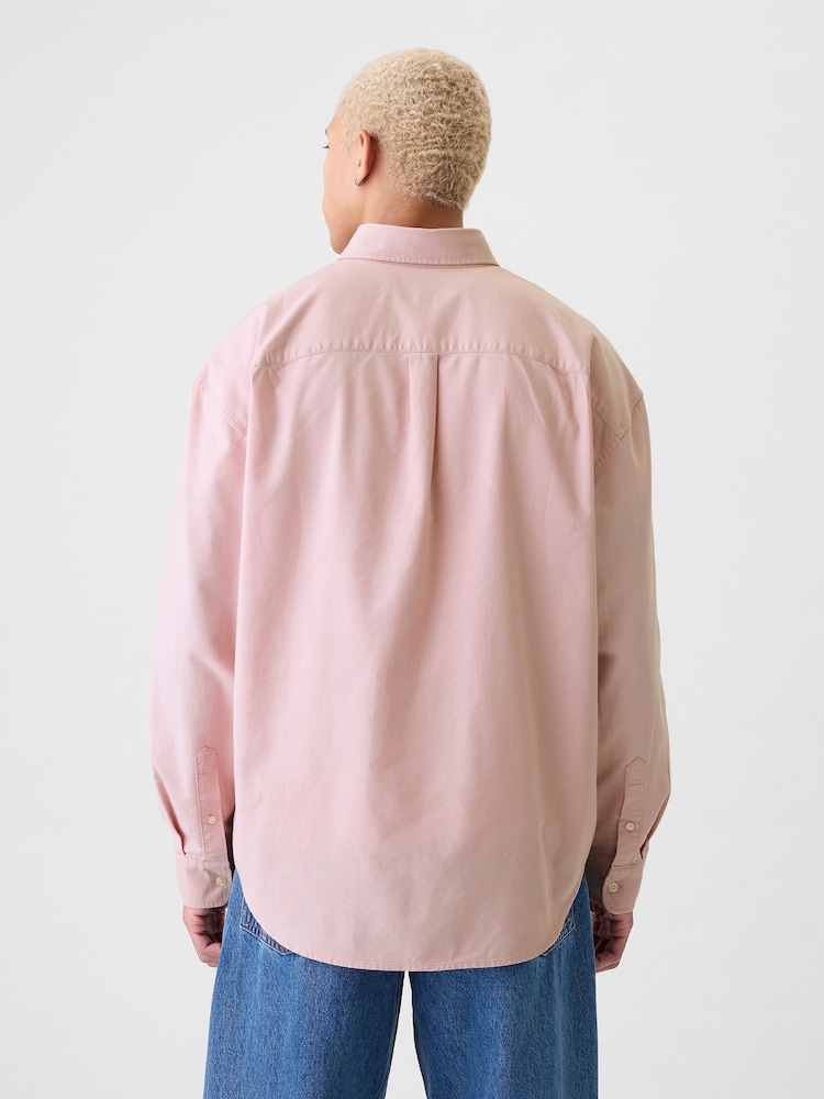 Gap Pink Long Sleeve Big Oxford Shirt - Image 2 of 5