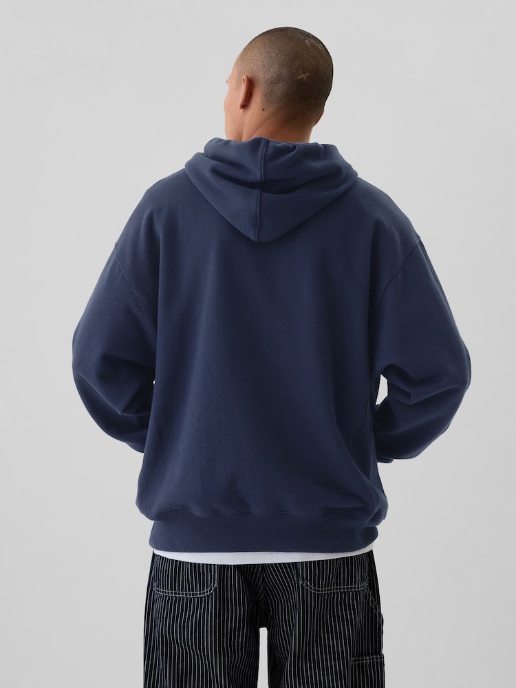 Blau - Gap – Heritage – schwerer Hoodie mit Logo - Bild 2 von 4