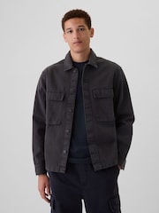 Czarny - Dżinsowa kurtka koszulowa Gap Denim Cargo - Image 1 of 5