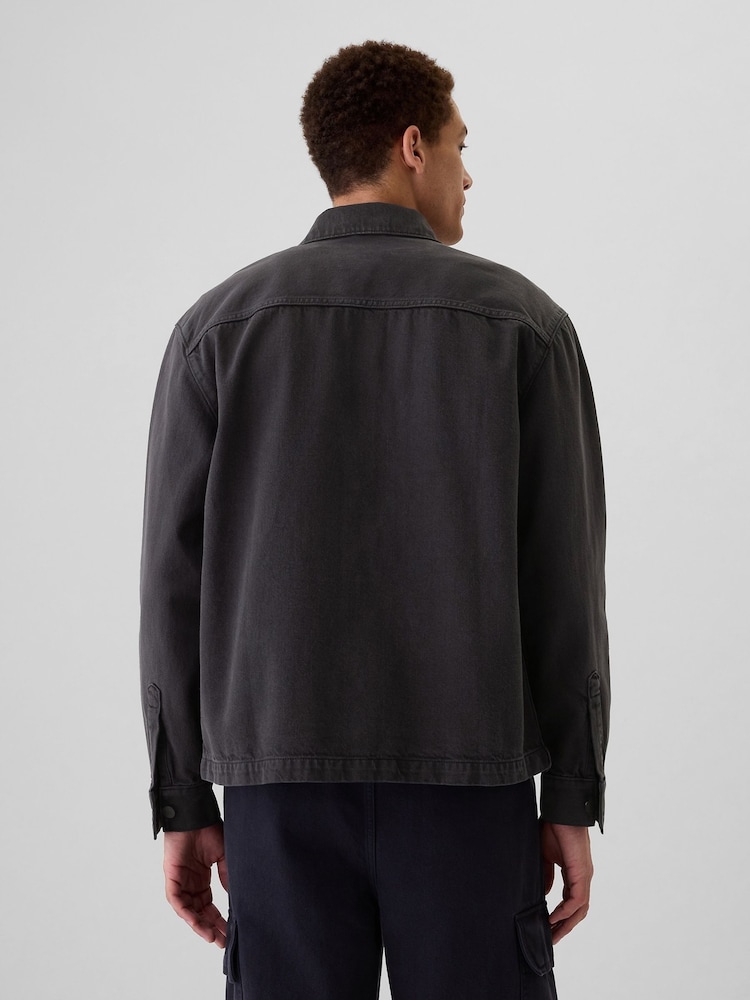 Czarny - Dżinsowa kurtka koszulowa Gap Denim Cargo - Image 2 of 5