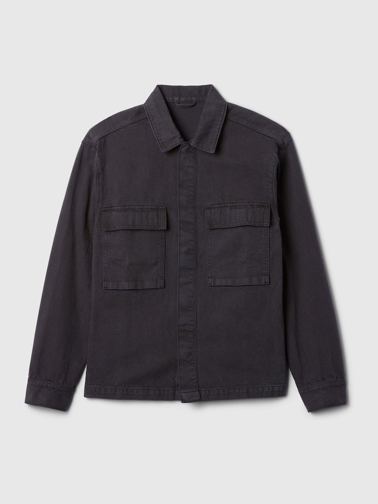Czarny - Dżinsowa kurtka koszulowa Gap Denim Cargo - Image 4 of 5