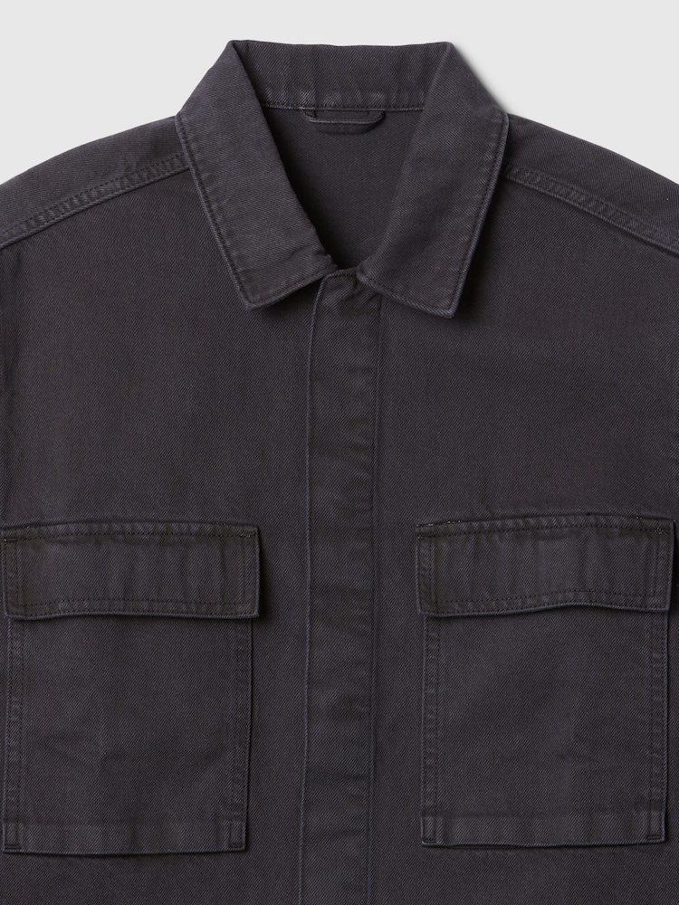 Czarny - Dżinsowa kurtka koszulowa Gap Denim Cargo - Image 5 of 5