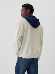 Gap Cream Heavyweight Colourblock Varsity Logo Hoodie - Image 2 of 3