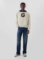 Gap Cream Heavyweight Colourblock Varsity Logo Hoodie - Image 3 of 3