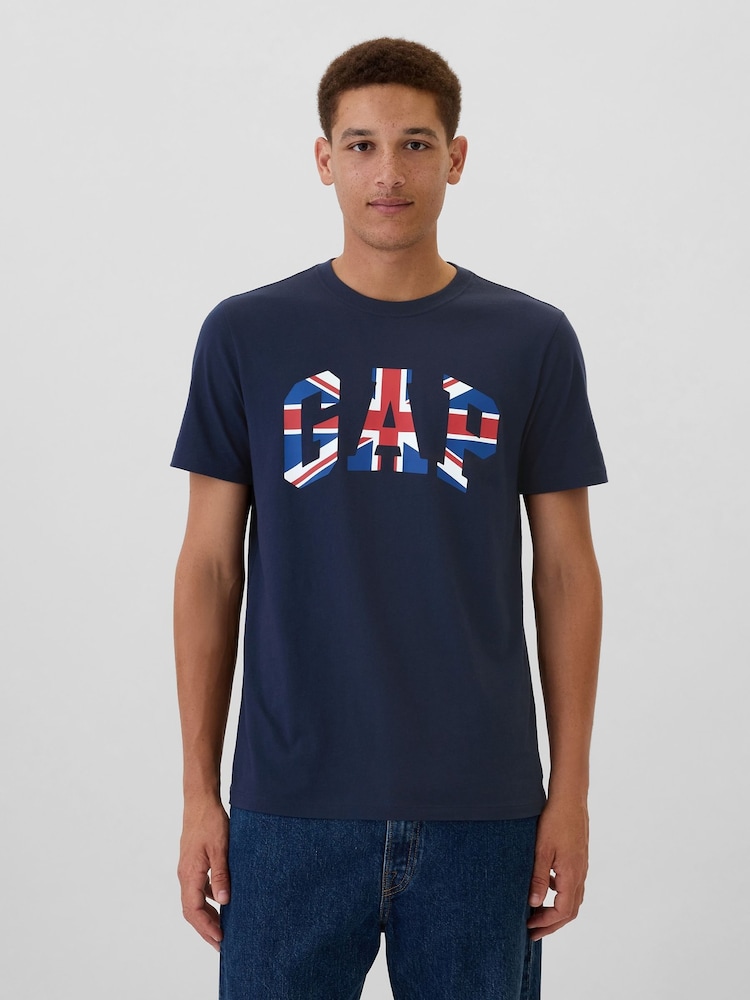 Gap Blue Britain Everyday Logo 100% Cotton Crew Neck Short Sleeve T-Shirt - Image 1 of 5