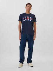 Gap Blue Britain Everyday Logo 100% Cotton Crew Neck Short Sleeve T-Shirt - Image 3 of 5