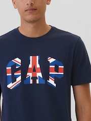 Gap Blue Britain Everyday Logo 100% Cotton Crew Neck Short Sleeve T-Shirt - Image 4 of 5