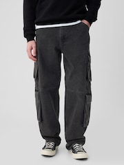 Gap Black Loose Fit Double Pocket Cargo Jeans - Image 2 of 5