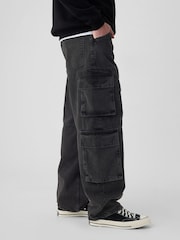 Gap Black Loose Fit Double Pocket Cargo Jeans - Image 4 of 5