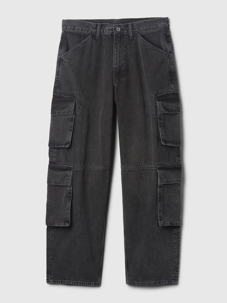 Gap Black Loose Fit Double Pocket Cargo Jeans - Image 5 of 5
