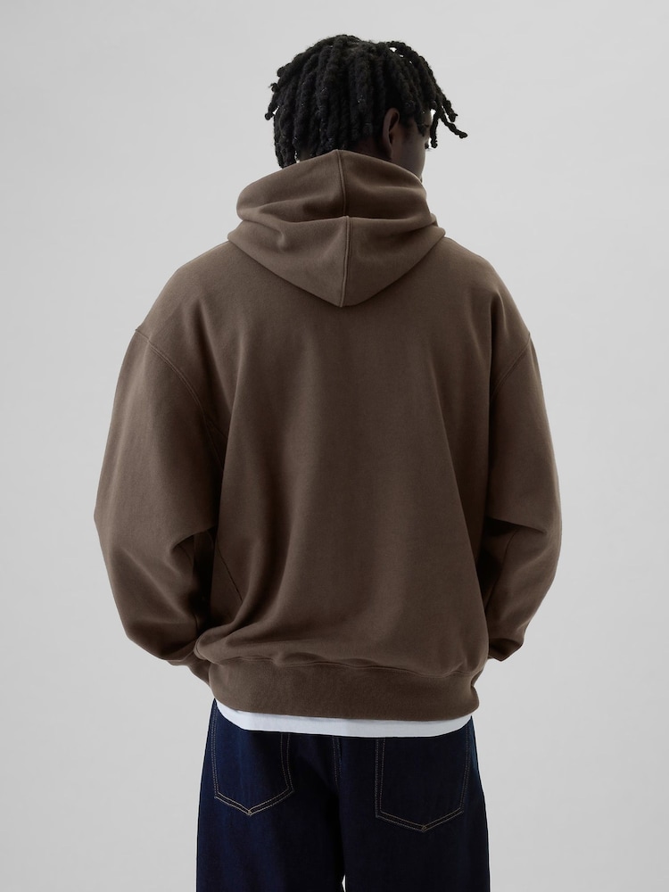 Gap Brown Heavyweight Heritage Logo Hoodie - Image 2 of 5