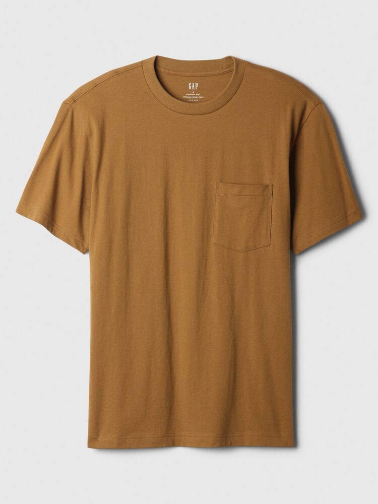 Gap Brown Original Pocket 100% Cotton Crew Neck Short Sleeve T-Shirt - Image 4 of 4 Gap Brown Original Pocket 100% Cotton Crew Neck Short Sleeve T-Shirt - Image 4 of 4