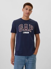 Gap Blue London Everyday Logo 100% Cotton Crew Neck Short Sleeve T-Shirt - Image 1 of 5