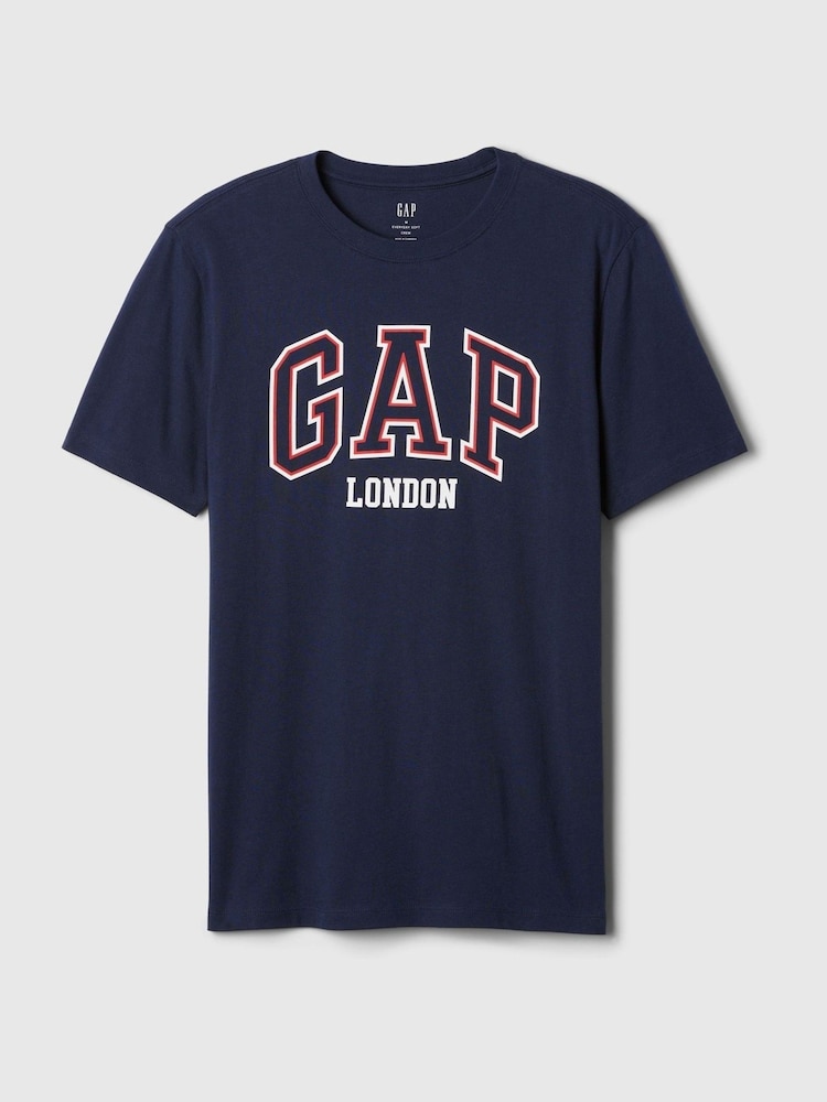 Gap Blue London Everyday Logo 100% Cotton Crew Neck Short Sleeve T-Shirt - Image 5 of 5