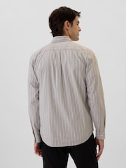 Gap Grey Stripe Regular Fit Long Sleeve Poplin Shirt - Image 2 of 5