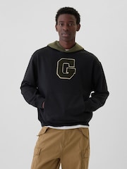 Gap Black Heavyweight Colourblock Varsity Logo Hoodie - Image 1 of 4