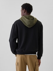 Gap Black Heavyweight Colourblock Varsity Logo Hoodie - Image 2 of 4