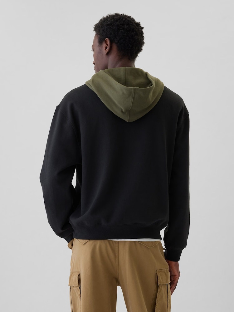 Gap Black Heavyweight Colourblock Varsity Logo Hoodie - Image 2 of 4