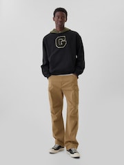 Gap Black Heavyweight Colourblock Varsity Logo Hoodie - Image 3 of 4