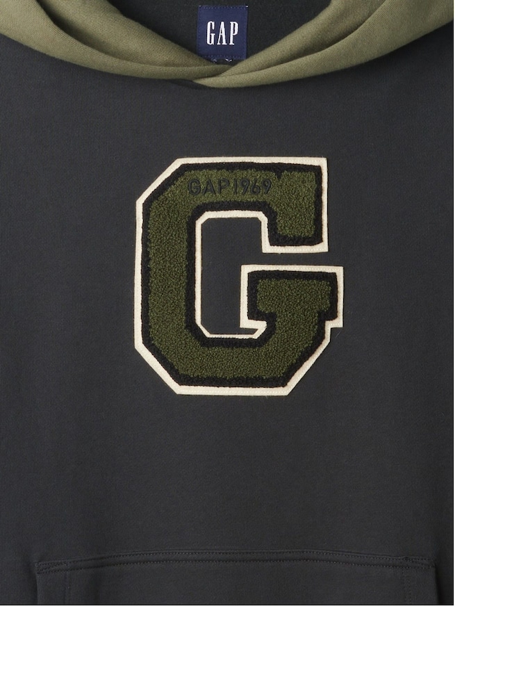 Gap Black Heavyweight Colourblock Varsity Logo Hoodie - Image 4 of 4