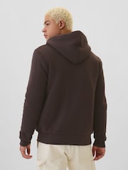 Gap Brown Logo Sherpa-Lined Zip Up Hoodie d - Image 2 of 5