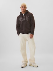 Gap Brown Logo Sherpa-Lined Zip Up Hoodie d - Image 3 of 5