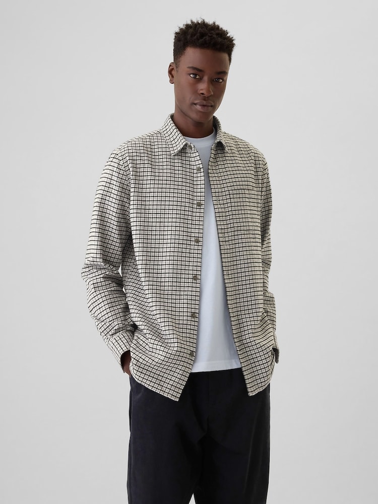 Gap Grey Midweight Cotton Long Sleeve Flannel Shirt - Image 1 of 5