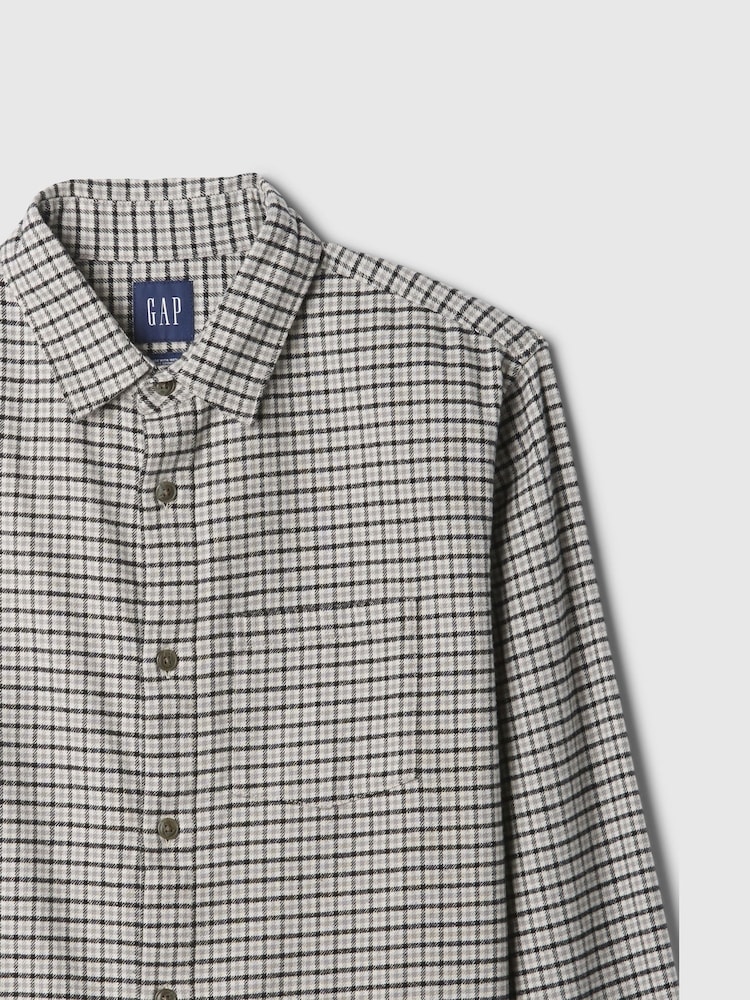 Gap Grey Midweight Cotton Long Sleeve Flannel Shirt - Image 5 of 5