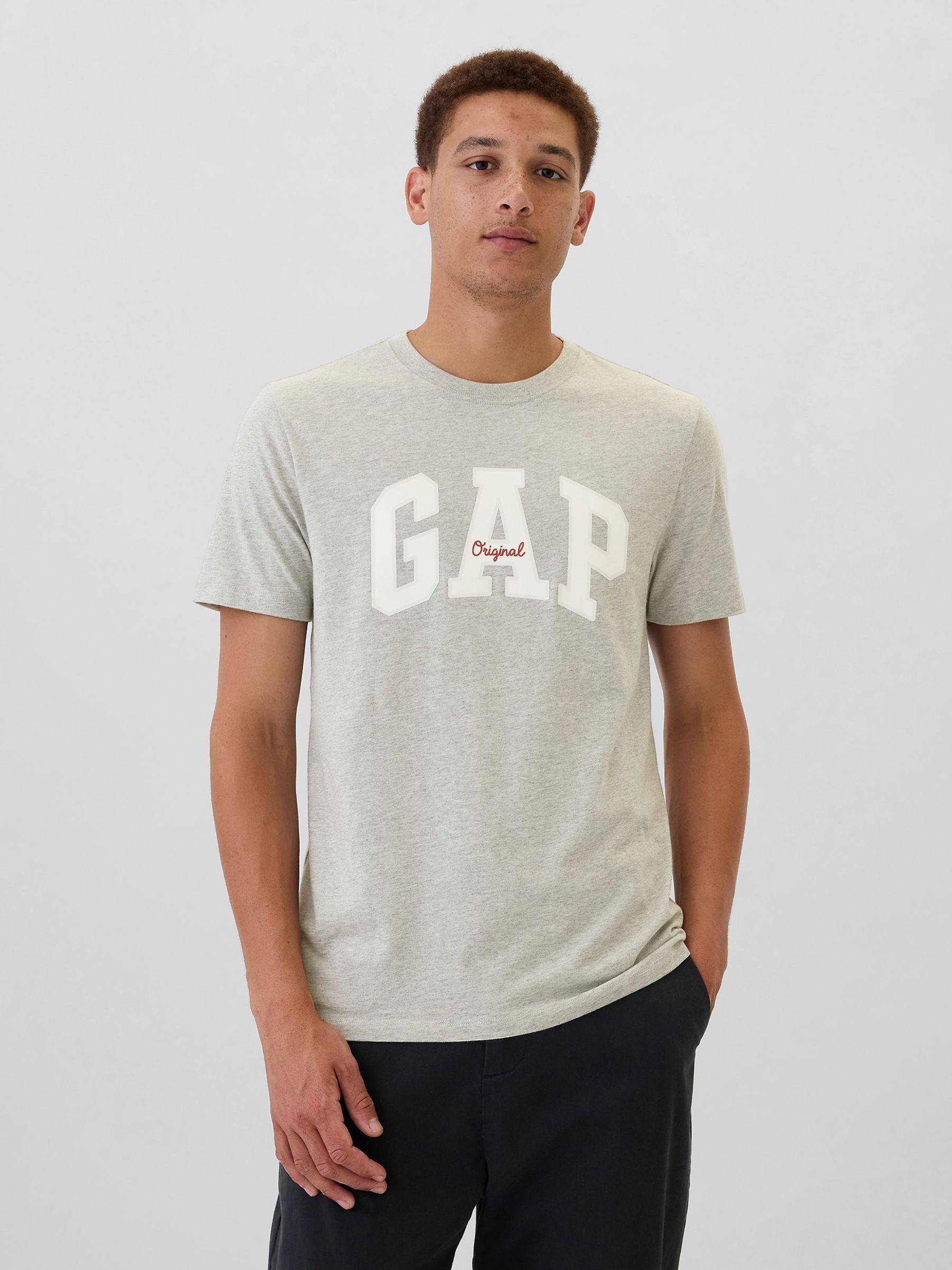 Buy Gap Grey Everyday Original Logo 100% Cotton Crew Neck Short Sleeve ...