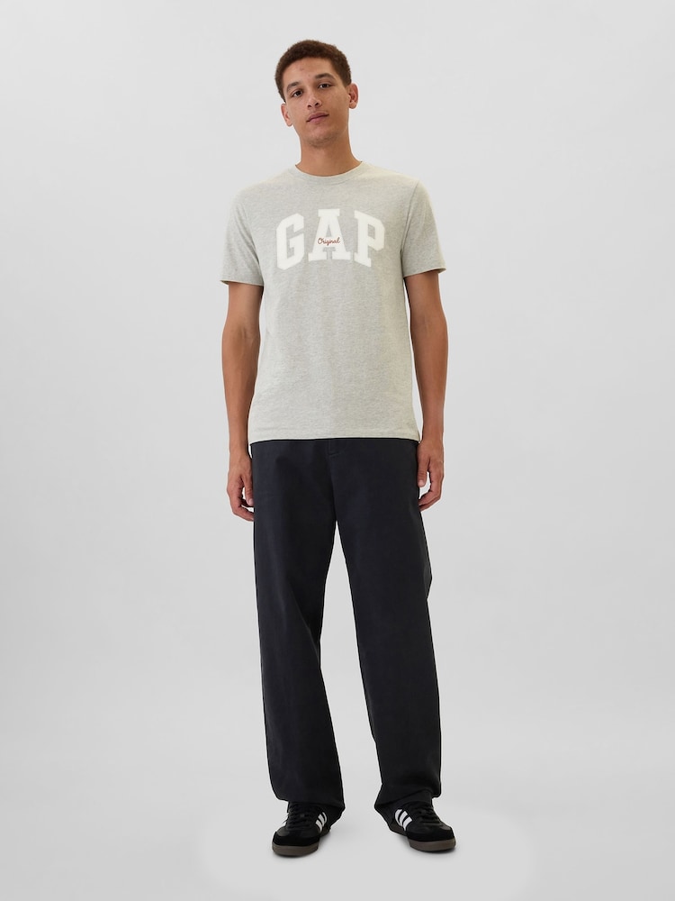 Grijs - Gap - Everyday Original Logo 100% Katoenen T-shirt met ronde hals en korte mouwen - Image 3 of 5