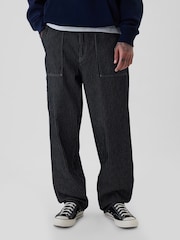 Gap Black Stripe Railroad Utility Baggy Jeans - Image 2 of 5