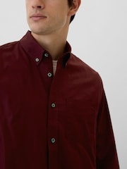 Gap Burgundy Red Regular Fit Long Sleeve Poplin Shirt - Image 4 of 5