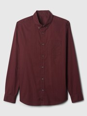 Gap Burgundy Red Regular Fit Long Sleeve Poplin Shirt - Image 5 of 5