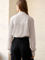 Black/White Long Sleeve Lightweight Button Down Shirt - Image 2 of 8