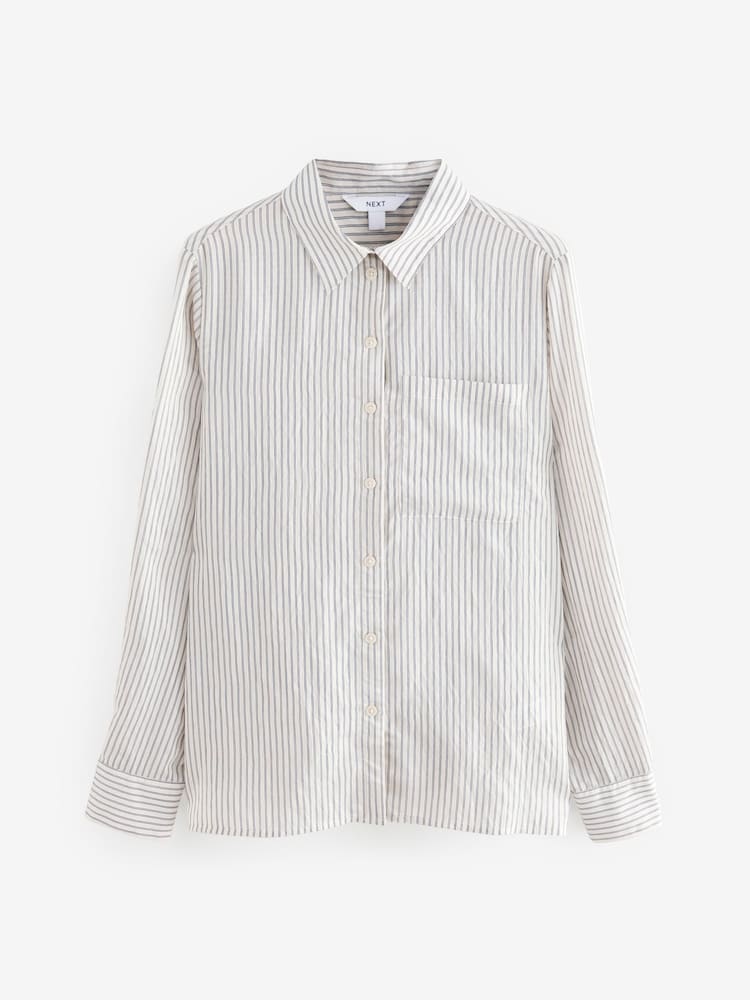 Black/White Long Sleeve Lightweight Button Down Shirt - Image 6 of 8