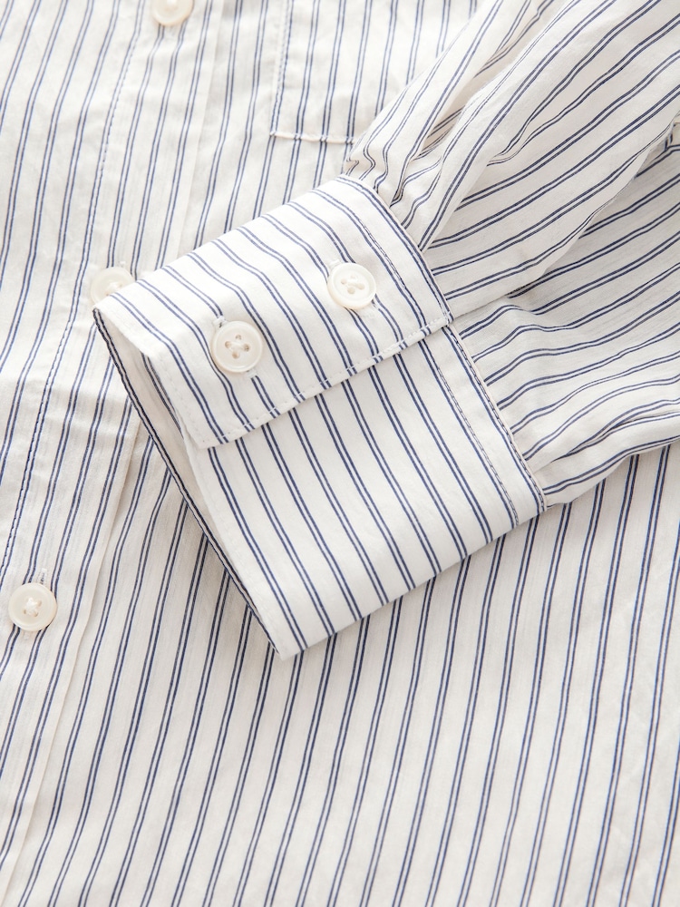 Black/White Long Sleeve Lightweight Button Down Shirt - Image 7 of 8