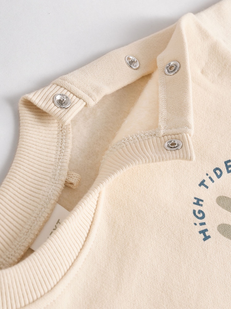 Neutral Stripe Baby Sweatshirt and Shorts Set - Image 13 of 14