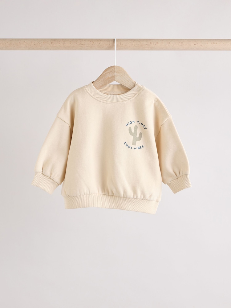 Neutral Stripe Baby Sweatshirt and Shorts Set - Image 7 of 14