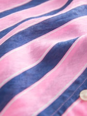 Pink/Navy Stripe Long Sleeve Lightweight Button Down Shirt - Image 7 of 8