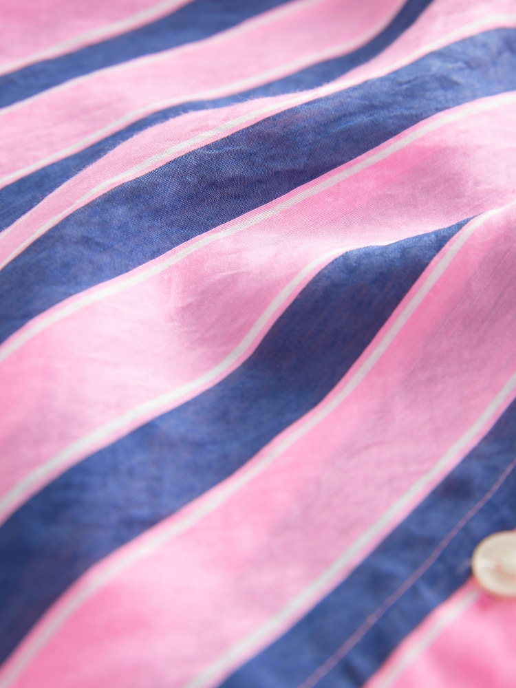 Pink/Navy Stripe Long Sleeve Lightweight Button Down Shirt - Image 7 of 8