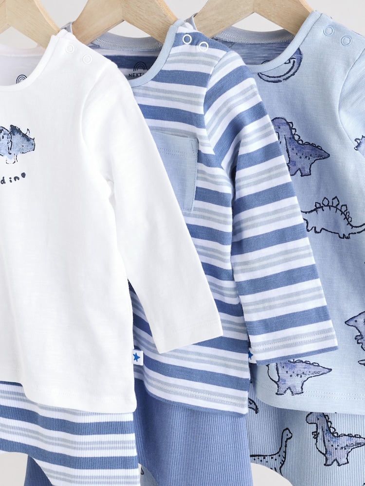 Blue Dino Baby Tops and Leggings 6 Piece Set - Image 11 of 16