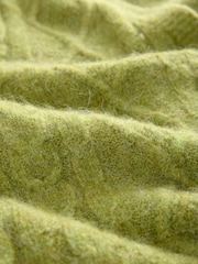 Green Olive Sleeveless Button Through Cable Knitted Waistcoat - Image 7 of 8