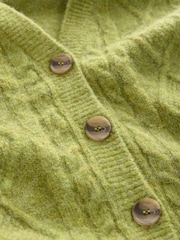 Green Olive Sleeveless Button Through Cable Knitted Waistcoat - Image 8 of 8